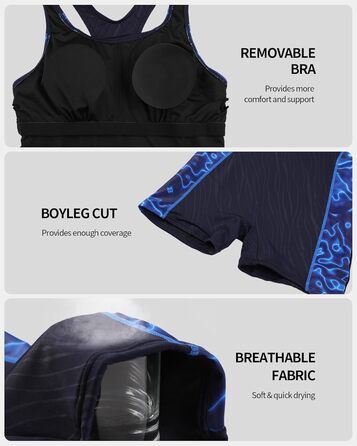 Купальник спортивний Charo Sport з чашками, корегуючий ефект, чорний/синій (L)
