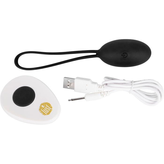 Vibro-яйце LUST Love Ball: 10 режимів вібрації, стимуляція, м'яка поверхня, з петлею, чорний