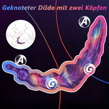 Анальний стимулятор з силікону Hmxseu Monster Doppeldildo - подвійний дildo, 34 см, для жінок, чоловіків, пар