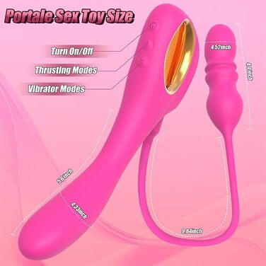 Вібратор для жінок 2-в-1 з G-точкою та анальним вібратором, 10 режимів вібрації та 10 телескопічних режимів, функція удару. Інтимні іграшки для жінок та пар