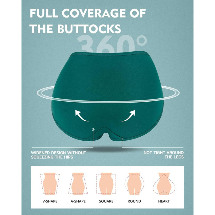 Танстік (TANSTC) труси жіночі 5 шт. бавовна, висока талія, дихаючі, м'які, XXL, червоний+синій+зелений+сірий+чорний