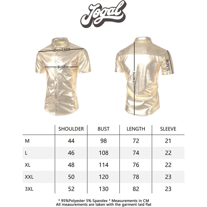 Чоловіча сорочка JOGAL з металевим блиском для вечірок та клубу, чорна (M)