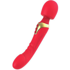 Вібратор PQKuss з функцією удару, силіконовий, подвійний наконечник для жінок та пар. 10 режимів вібрації, G-точка, кліторальний, з подвійним мотором. Червоний колір.