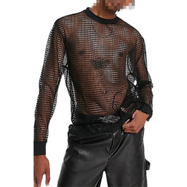 Чоловіча футболка Deepsko з сітки на довгі рукави, вільний крій, однотонна, стильна