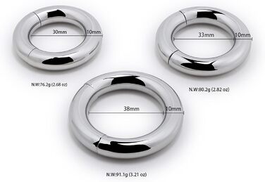 Сталевий кільцевий стимулятор для чоловіків з магнітними вагами, для уповільнення еякуляції (30+33+38mm)