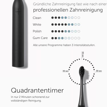 Електрична зубна щітка WonderSmile Schallzahnbürste Pro Ultimate Black: 4 програми, захист IPX8, зарядна станція та смарт-насадка
