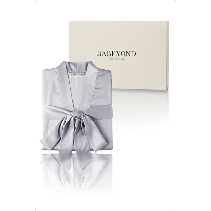 Кимоно-халат Babeyond з квітковим принтом, атласний, для вечірок, сірий (один розмір)