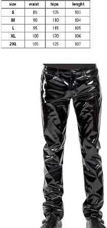 Чоловічі шкіряні штани LIXIAAOOKWEDG з високою талією, на блискавці, облягаючі, чорні. Ідеально для клубу та костюмів