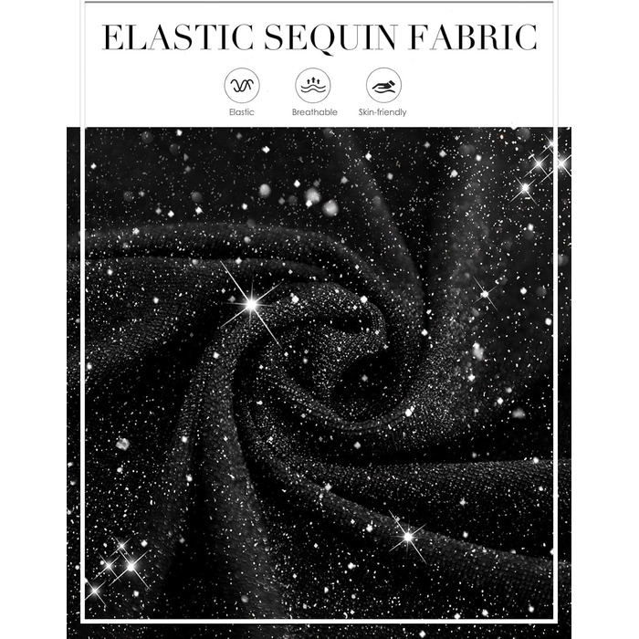 Сукня Bbonlinedress з паєтками: елегантна сукня-макси з довгим рукавом для святкових заходів (чорна, M)