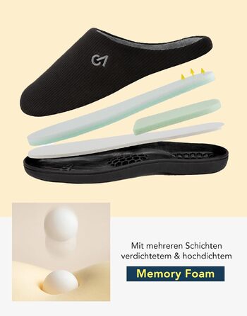Чоловічі двоколірні домашні капці VeraCosy з ефектом пам'яті Memory Foam, розмір 46/47 EU, колір чорно-сірий