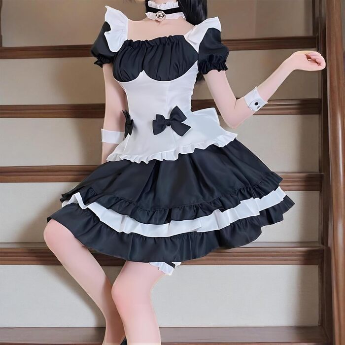 Сукня горничної чорно-біла YushengTai, костюм горничної для косплею, карнавалу, Хелловіну, 3XL