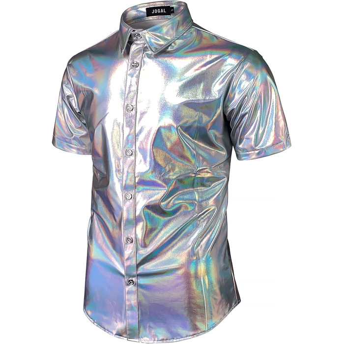 Чоловічий блискучий бронзовий костюм для вечірок та клубів JOGAL (сріблястий блиск, розмір S)