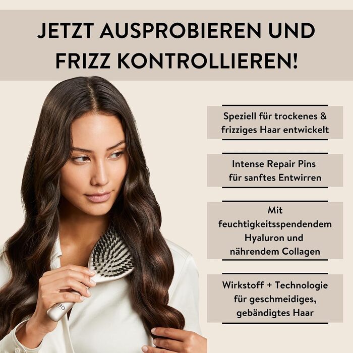 Масажна щітка для волосся PARSA Beauty Hair ID проти випадіння та ламкості волосся, Metallic beige