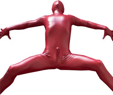 Чоловічий комбінезон з латексу червоного кольору для вечірок та сценічних виступів