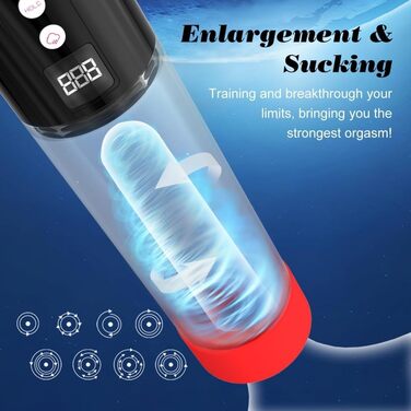 Електрична помпу для пеніса Seckoe, іграшка для чоловіків, автоматичне збільшення пеніса, 8 рівнів вакууму, перезаряджувана, повітряний насос-екстендер
