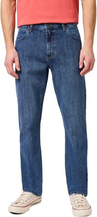 Чоловічі джинси Wrangler Straight Regular Fit середньої посадки, синьо-чорні (Mid Stone), W32 L36