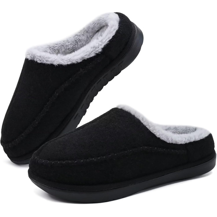Чоловічі домашні капці KuaiLu з ефектом пам'яті (Memory Foam), плюшеві та відкриті, чорні (розмір 43.5 EU)
