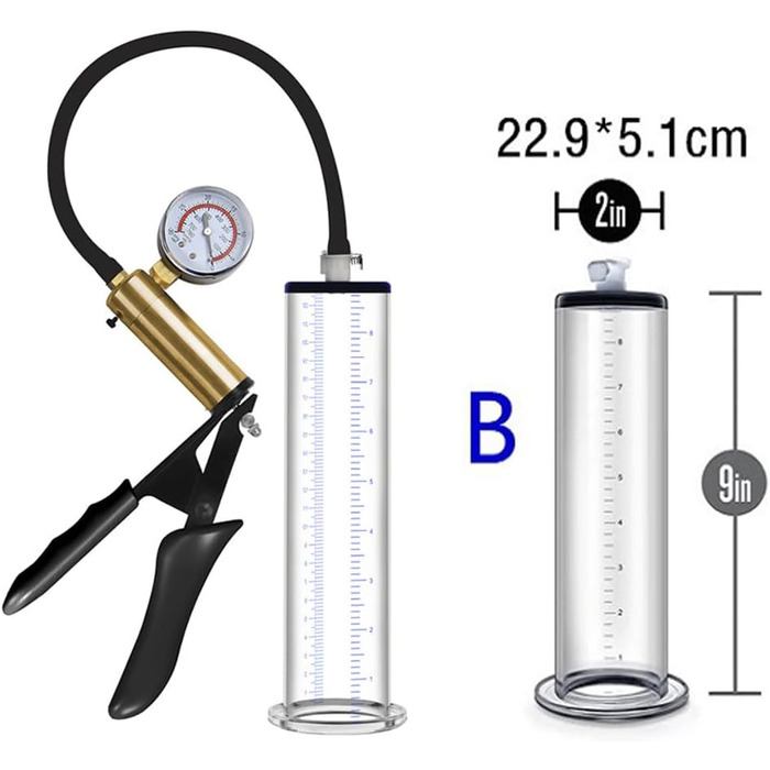 Насос для збільшення статевого члена Jpscor: преміум якість, силіконовий, з манометром, для чоловіків. SM Sex Toy