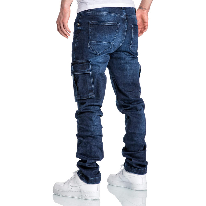 Чоловічі джинси-карго Amaci&Sons Regular Slim Denim з ефектом Destroyed, темно-сині, р. 32W/32L