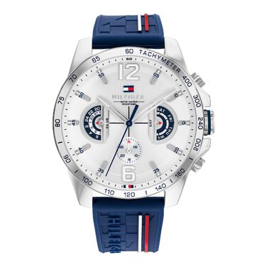 Чоловічий аналоговий багатофункціональний кварцовий годинник Tommy Hilfiger з силіконовим ремінцем, водонепроникність 5ATM, синій