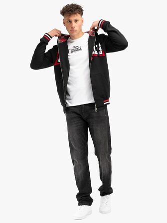Чоловіча худі-куртка Lonsdale London Nateby чорна, стиль streetwear, розмір 3XL