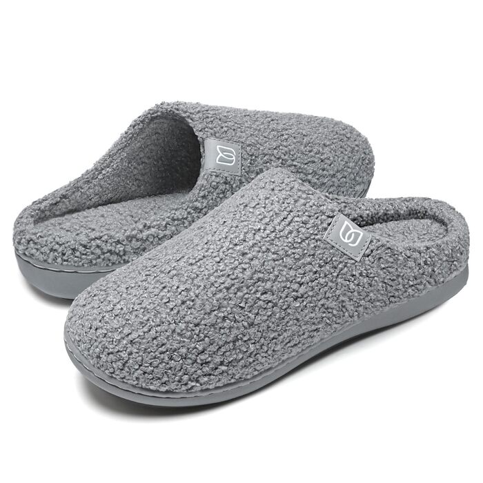 Жіночі домашні капці WateLves з ефектом пам'яті (Memory Foam), теплі зимові та осінні тапочки з штучним хутром, протиковзкі, сірі, розмір 41.5 EU