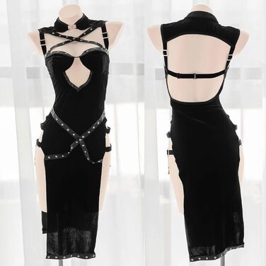 Костюм для косплею JasmyGirls: Ангел/Демон, Чонгсам, Асасин. Костюм для ролевих ігор, сексуальний, з розрізом, з шипами.