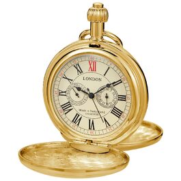 Скелетонний кишеньковий механічний годинник Tiong Vintage Steampunk з ланцюжком, римські цифри, золотий колір (45 Gold) — подарунковий набір з коробкою