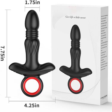 Вібратор для ануса чоловічий, анаплаг з пультом дистанційного керування, 9 режимів, чорний