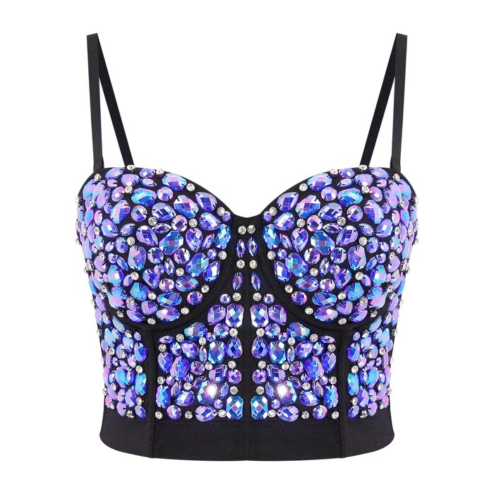 Жіночий бюстгальтер-корсет Naimo з блискітками та стразами, push-up, топ, камі, для вечірок та клубів, блакитний