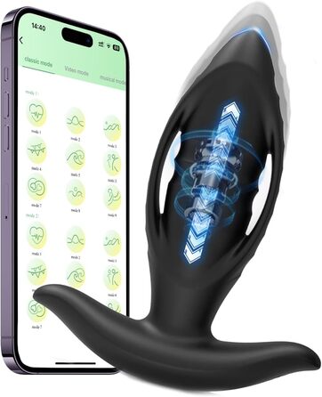 Вібратор для анального секса ZWFUN з 12 вібраціями, стимуляція простати, для чоловіків та жінок. APP-керування, 3 режими, масажний анальний плагін