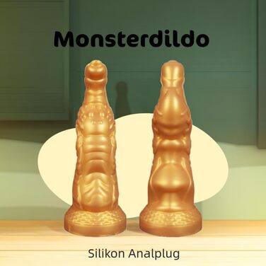 Анальний плаг з силікону SMGKB з сильним присоском, золотий, для масажу G-Spot та простати