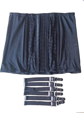 Корсет Daen з високою талією, металева пряжка, знімний мереживний декор, спідня білизна, 6 кілець, стрінг-пояс (Чорний, M)