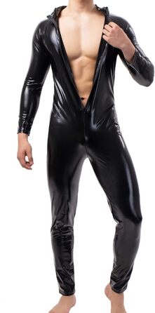 Чоловічі шорти QiaTi без рукавів, лосини на блискавці з екошкіри, боді з 2 кишенями для повсякденного носіння та клубів (XL, чорний)