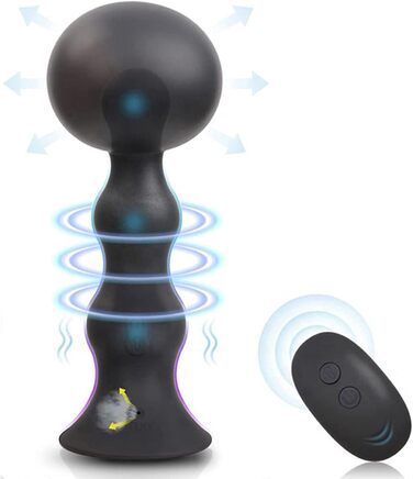 Анальний вібратор PQKuss 2-в-1 з надувним вагінальним розширювачем, силікон, 10 режимів