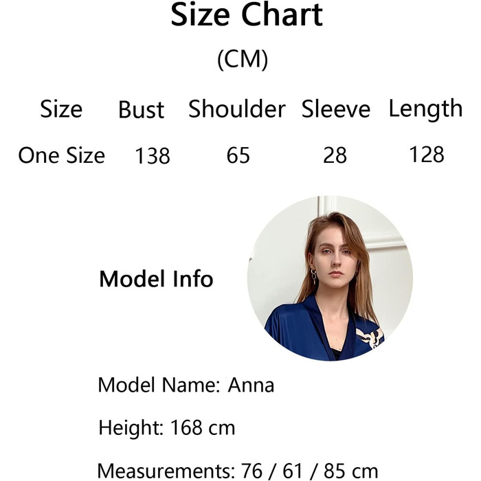 Жіночий халат-кімоно з довгим атласним рукавом, принт квітів, однорозмірний, темно-синій - Kranich und Kiefer