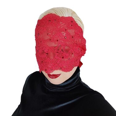 Елегантна червона мереживна маска для жінок з камінням - венеціанська маска з квітковим візерунком для маскарату, карнавалу, косплею, готичної вечірки та особливих подій. Червона (червоні стрази)
