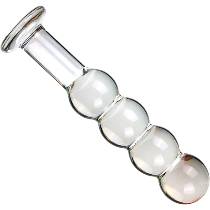 Скляний дилдо ZDJBFA 50 мм, анальні кульки, масажер простати, G-точка, для жінок, 4 кульки, прозорий