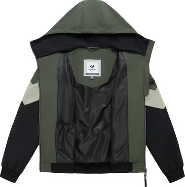 Чоловіча легка демісезонна куртка Ragwear Stewie Block: водонепроникна та дихаюча з капюшоном, колір Dark Olive, розмір S