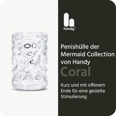 Масажер для чоловіків The Handy Mermaid - Колекція русалки, з рельєфною поверхнею, для реалістичної стимуляції, 12,5–13,5 см H x 2,1–2,6 см ø (Кораловий)