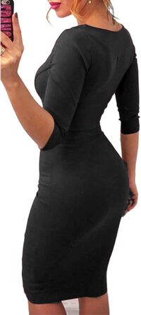 Жіноче обтисле міні-плаття OMZIN з глибоким вирізом та блискавкою, чорне