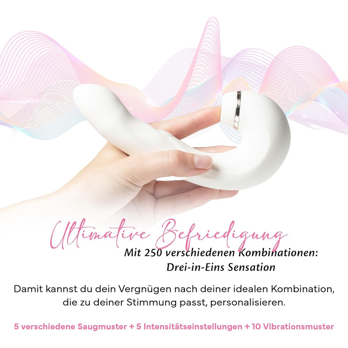 Вібратор для жінок Fae Vibration 3в1 - стимулятор G-точки та клітора з функцією масажу, вакуумної стимуляції та вібрації. Перезаряджуваний силіконовий секс-іграшка, Thrive, Whisper White