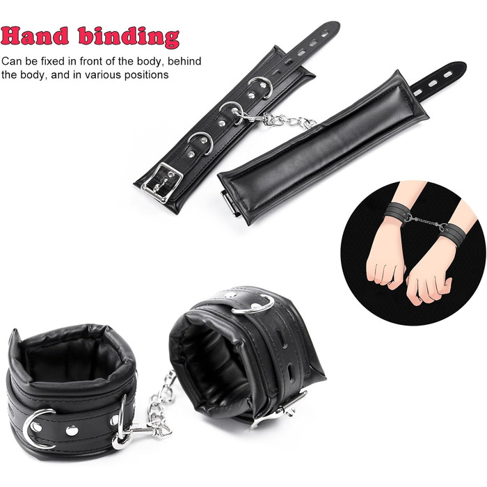 Набір для БДСМ для пар Fesseln: 3 шт. Люкс набір для дорослих, наручники для сексуальних ігор, екстремальне секcуальне іграшки, чорний колір