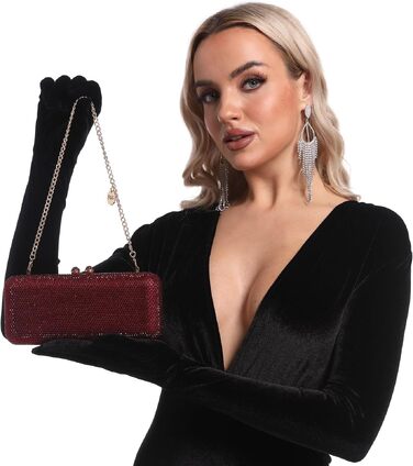 Жіночий вечірній клатч Boutique De FGG з кристалами та стразами для весіль та вечірок, міні-сумка бордового кольору