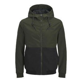 Чоловіча куртка-бомбер JACK & JONES Jjerush Hood Noos з капюшоном, чорно-біла (XXL)