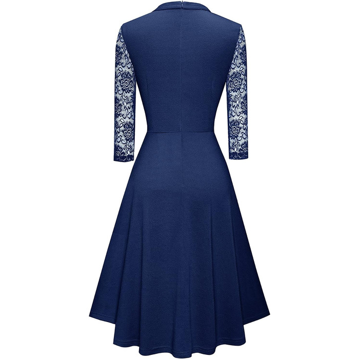 HOEYEE Елегантне сукня-максі з мереживом, вінтажний стиль, для вечірок та коктейлів (XL, Темно-синій)