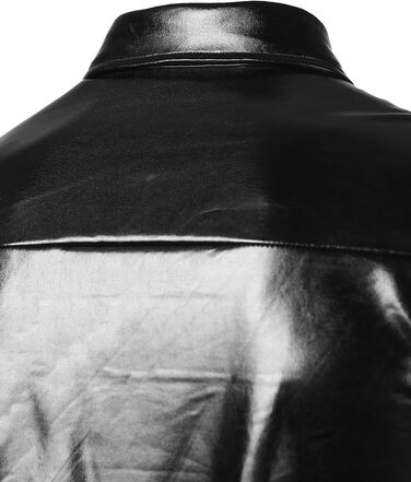 Чоловіча сорочка JOGAL з металевим блиском для вечірок та клубу, чорна (M)