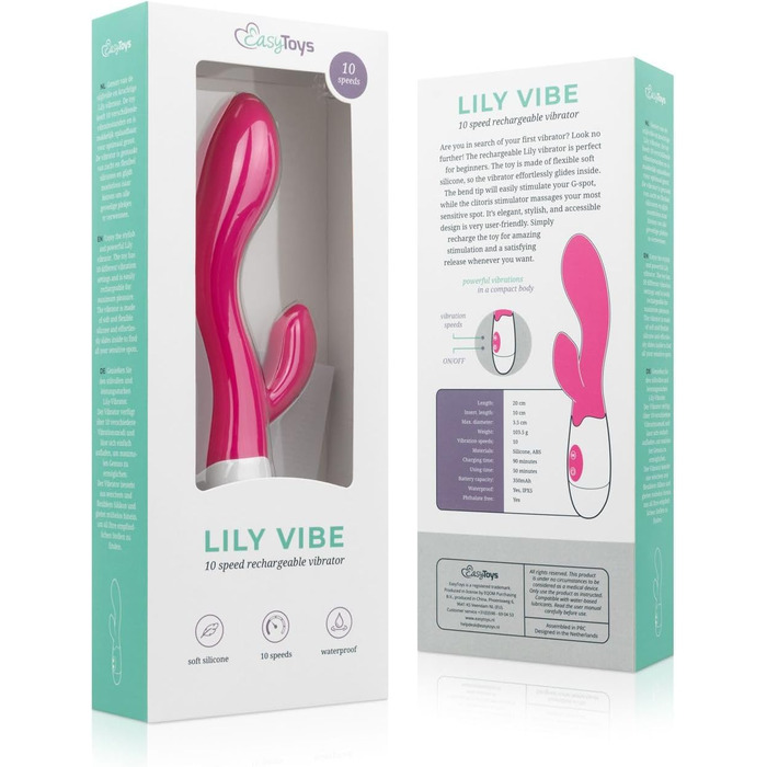 Вібратор Rabbit, перезаряджається, 10 режимів вібрації - Рожевий