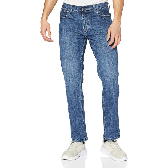 Чоловічі джинси Wrangler Straight Regular Fit середньої посадки, синьо-чорні (Mid Stone), W32 L36