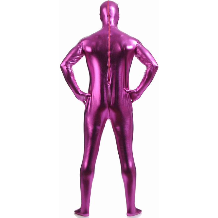 Чоловічий латексний комбінезон з блискавкою - костюм кота, набір для вечірки, Halloween, сцени (рожевий, рожевий, L)